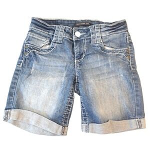 Underground Soul Denim Shorts Women's Jrs Sz 1 Waist 24" Distressed Embroidered